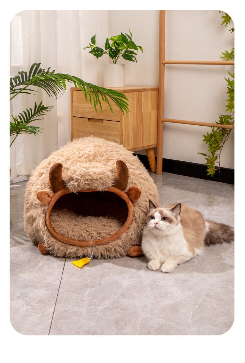 Nido per gatti Nuovo nido Yak Nido per gatti chiuso per autunno e inverno Nido per gattini Cuccia per gattini Cuccia calda invernale Nido per animali domestici_voghion.com