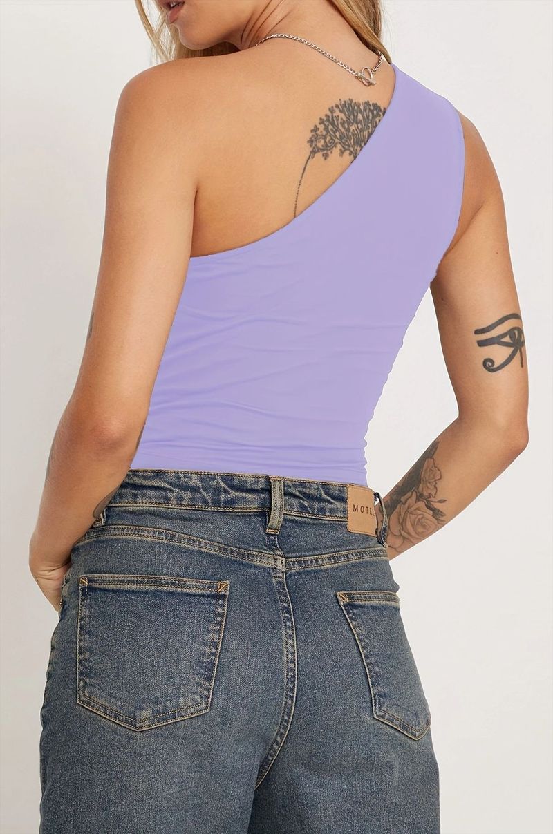 Women's Clothing Sexy Spice Girl women's single shoulder halter vest tight-fitting top knitted pure_voghion.com