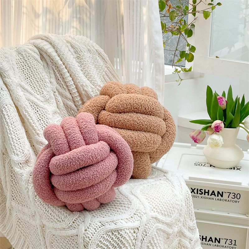 Cojín redondo de terciopelo de osito de peluche, hecho a mano, de seis colores opcional, para fotografía, cojín para sofá_voghion.com