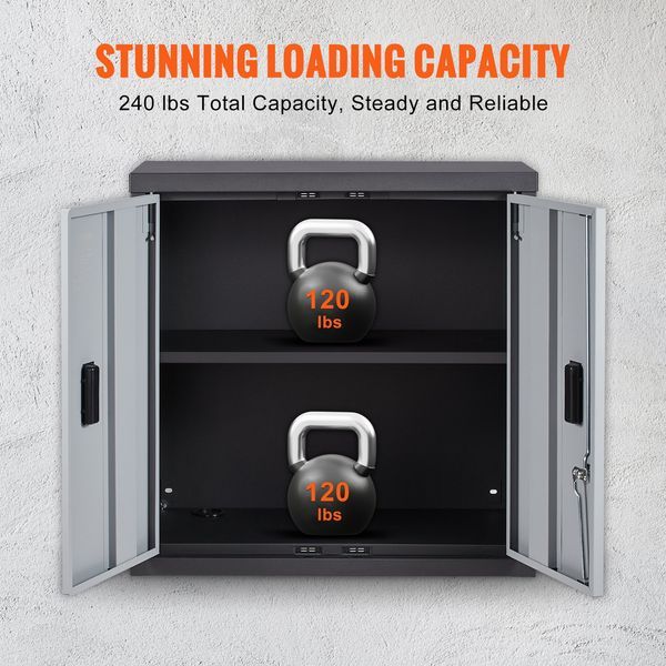 Foldable Wall Cabinet, Metal Garage Cabinet Wall Mounted 26' Small Cabinet 240 LBS Loading Capacity Adjustable Shelf Magnetic Door File Locker For_voghion.com