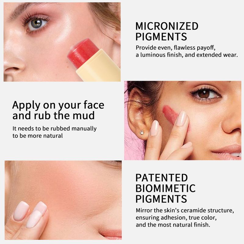 SHCOETY Jelly Blush Set – 2-in-1 Lippen- und Wangentönung mit Highlighter und Konturstift – 4 Farben_voghion.com