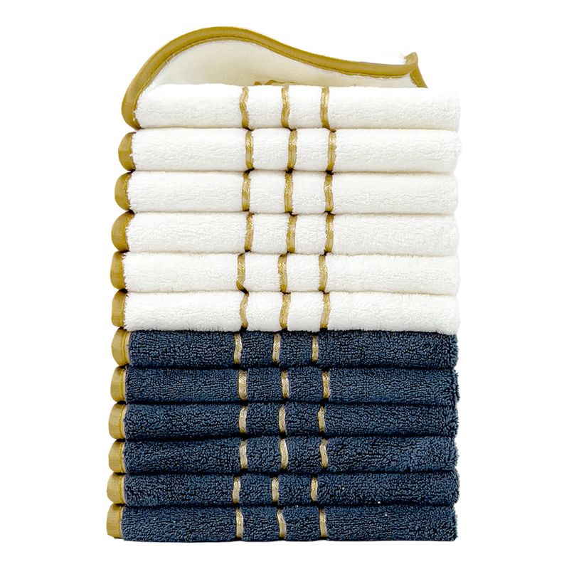 Coral Fleece Towels – Ultra-Soft, 5-Second Absorbent, Multipurpose Face & Hand Towels (12-Piece Set, 34x34cm, 420g) – White/Gray/Navy_voghion.com