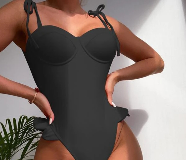 Maillot de bain une pièce sexy pour femmes, couleur unie, maillot de bain de célébrité_voghion.com