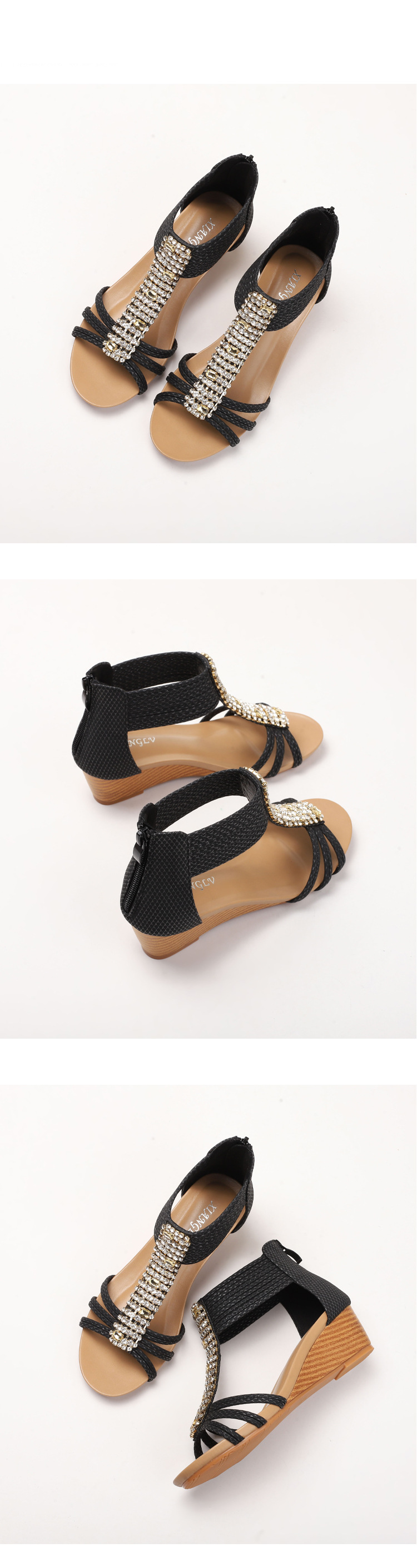 Sandali Capispalla da donna Scarpe romane antiscivolo con strass etnici bohémien_voghion.com