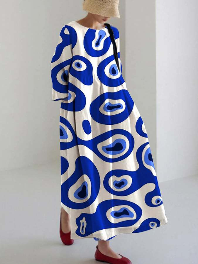 Abito da donna a maniche corte con tecnologia pull-frame in simil cotone_voghion.com