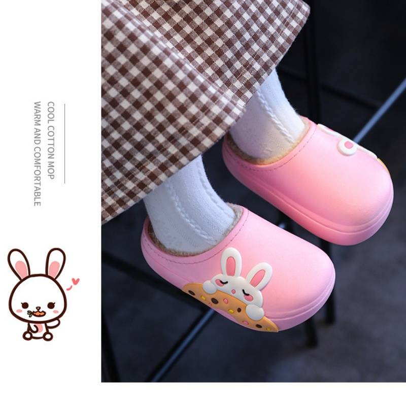 Pantofole in cotone per bambini, invernali, da interno, antiscivolo, calde, per ragazzi e ragazze, impermeabili, con suola morbida, per la casa, per neonati, pelose, scarpe in cotone_voghion.com