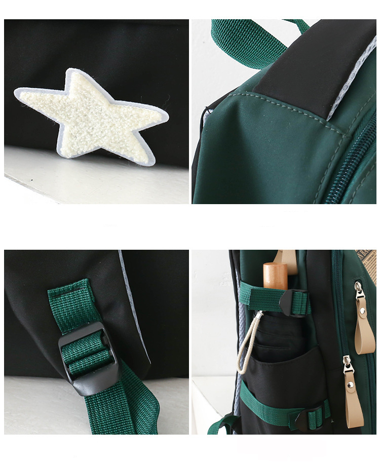 Mochila para mujer, nueva mochila para estudiantes, conjunto de cuatro piezas, mochila de ocio de gran capacidad con colores contrastantes, mochila multifuncional para estudiantes universitarios._voghion.com