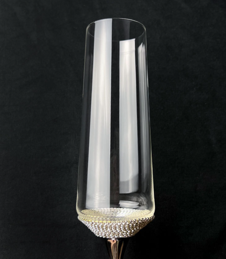 Taça de champanhe Taça de vinho espumante Taça de cristal Taça reta com pés de metal diamante Taça de vinho tinto_voghion.com