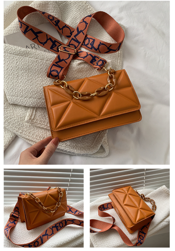 Mini borsa semplice casual borsa moda nuova retrò personalità tracolla larga borsa a tracolla elegante catena spessa piccola borsa_voghion.com