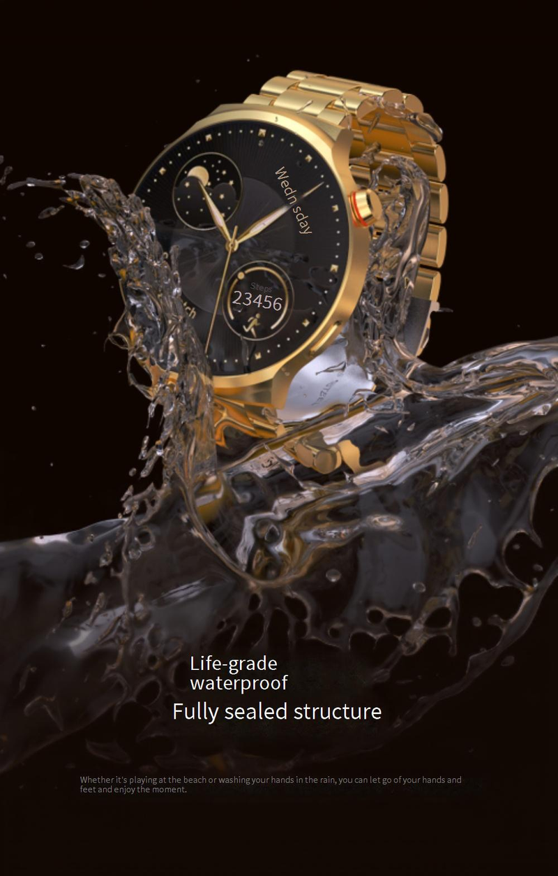 Älykellot Aigo Patriot V8 Gold Edition Älykello HD Suurinäyttö Bluetooth Puhelut Miesten Yrityspuhelinkello_voghion.com