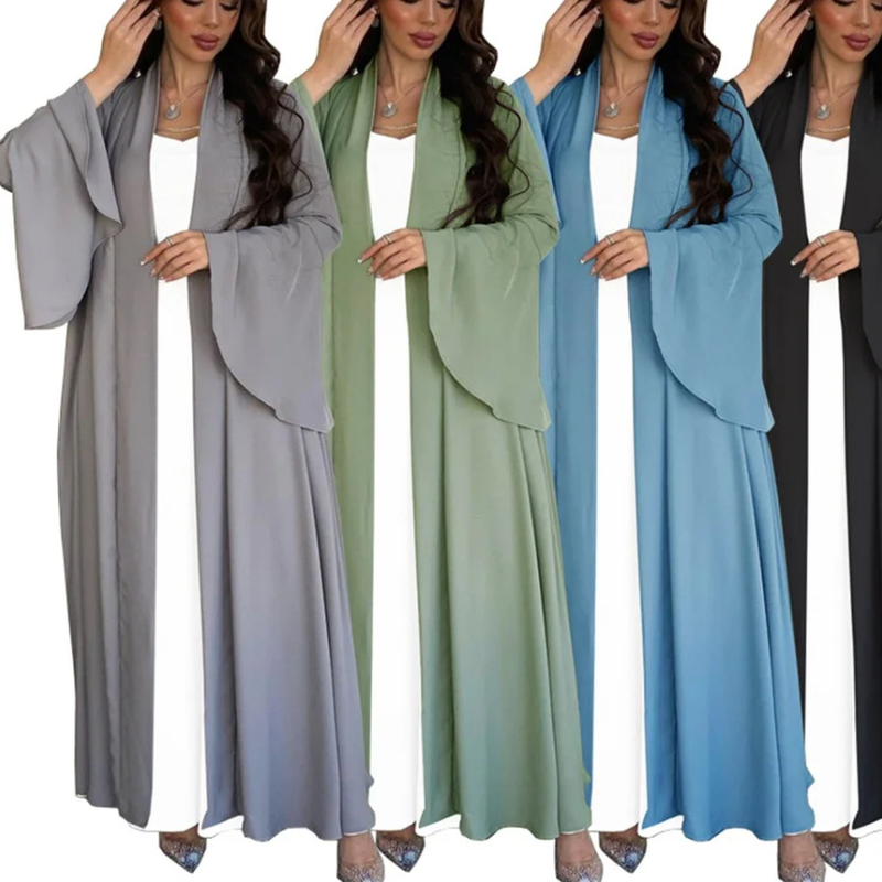Damenbekleidung Muslimische Damenmode Rüschenärmel Zweiteiliger Anzug Modische lässige lockere Kleidung Robe_voghion.com