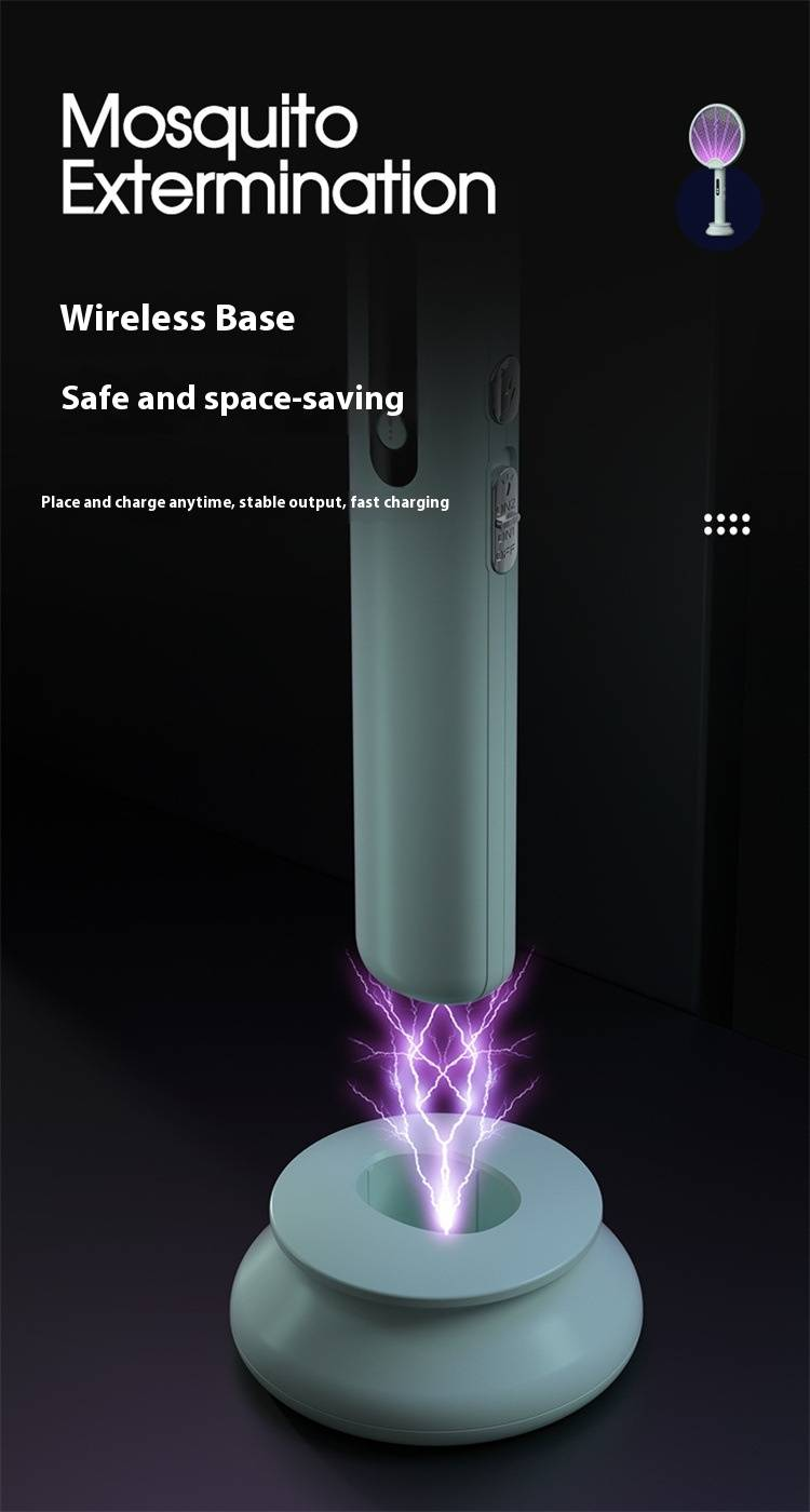 Foldable Mosquito Zapper - Rechargeable 2-in-1 Electric Swatter With UV Light (4000V Shock, Lithium Battery, Safe For Kids)_voghion.com