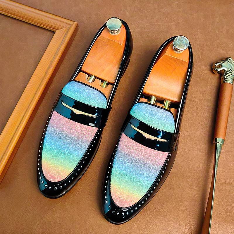 New Colored Banquet Dress Business Men's Shoes With One Foot Pointed Toe Casual Loafers Korean Style Trendy British Style Wedding Shoes_voghion.com