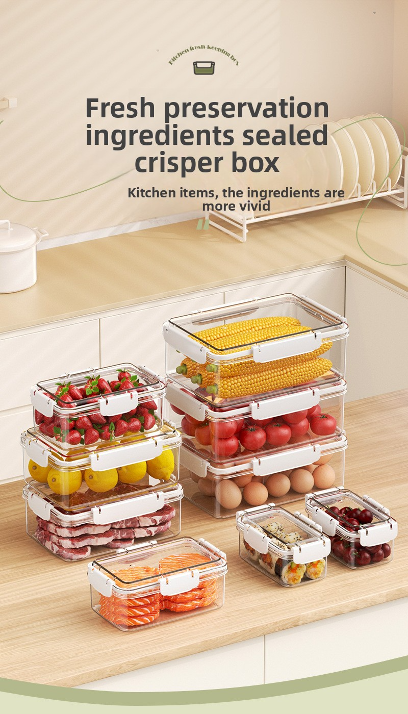 Contenitore quadrato per alimenti - Organizzatore per frigorifero ermetico, senza BPA, sicuro per microonde, per frutta, verdura e preparazione dei pasti_voghion.com