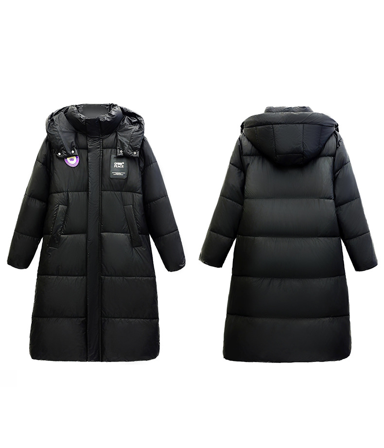 Women's Long Padded Coat With Hood – Winter Warm Knee-Length Jacket, Loose Fit, Thickened Polyester, Zip Front, Casual & Stylish_voghion.com