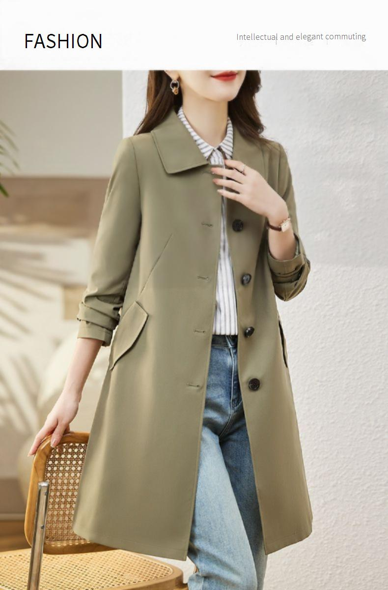 Elegante trench lungo da donna: vestibilità slim, stile ampio, capospalla versatile (M/L/XL/2XL/3XL, verde chiaro/kaki/rosso/blu navy/verde scuro)_voghion.com
