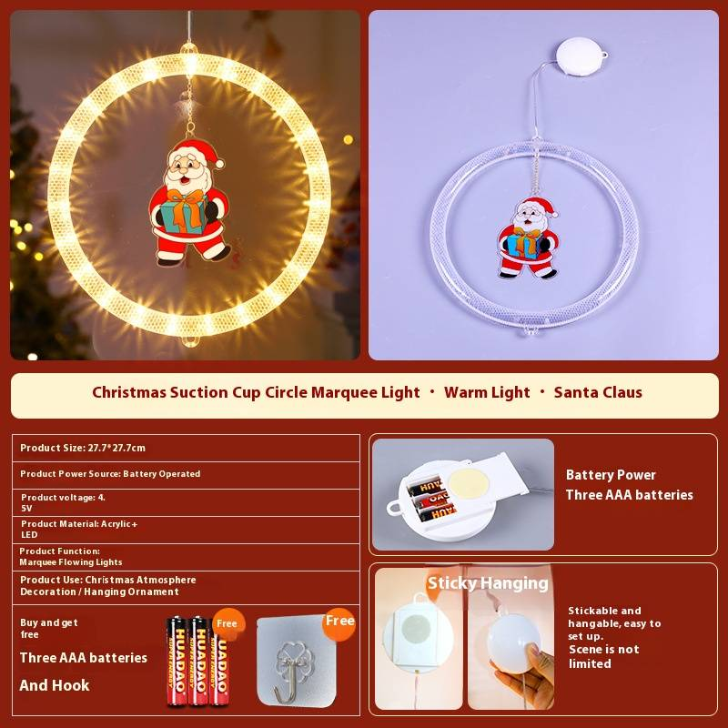 Guirnalda de luces LED navideñas con efectos intermitentes: luces decorativas para colgar en ventanas (blanco cálido, 4,5 V)_voghion.com
