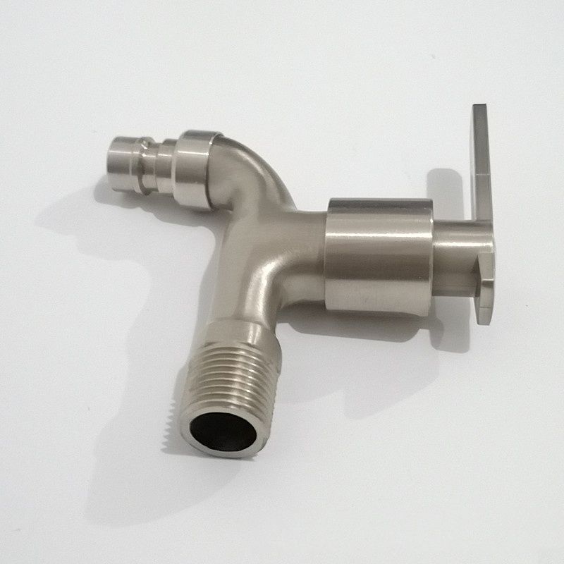 Wasmachinekraan met geborstelde afwerking en imitatie 304 roestvrij staal, platte kraan met 4 inch uitloop, snelopenende kraan met uitloop, fabrikant_voghion.com