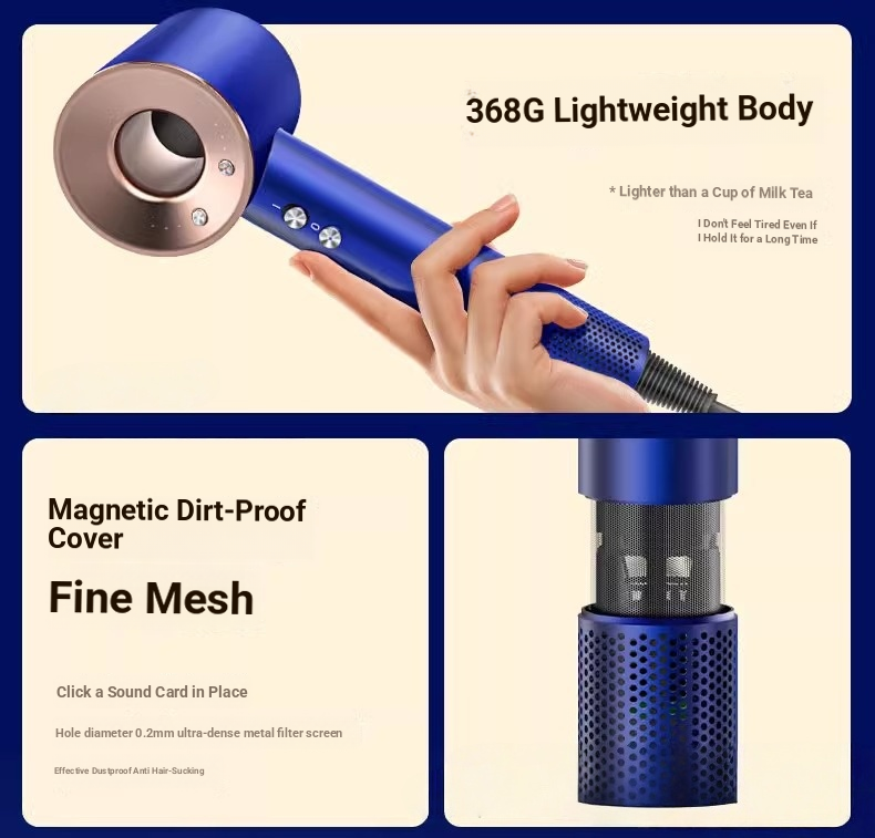 High-Speed Hair Dryer With Ionic Technology – 1600W Professional Blow Dryer, Ultra-Quiet DC Motor & 3 Heat/Speed Settings For Salon & Home Use_voghion.com