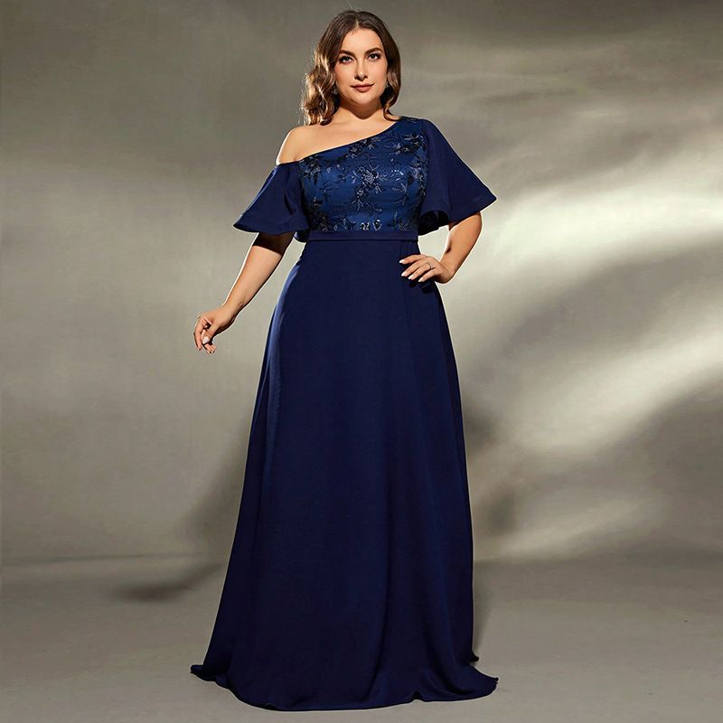 Elegantes Abendkleid in Übergröße für Damen – Einschultriges Abendkleid für besondere Anlässe, Empfänge, Bankette und Feiern_voghion.com