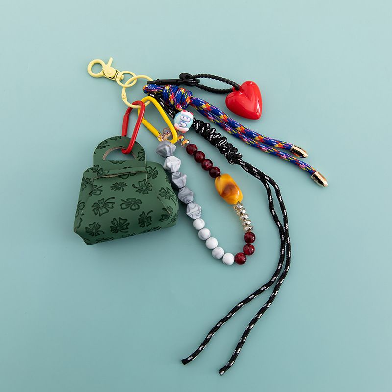 PU Leather Coin Purse Bag Pendant Beaded Crystal Keychain Miu Style Braided Rope Hanging Decoration_voghion.com