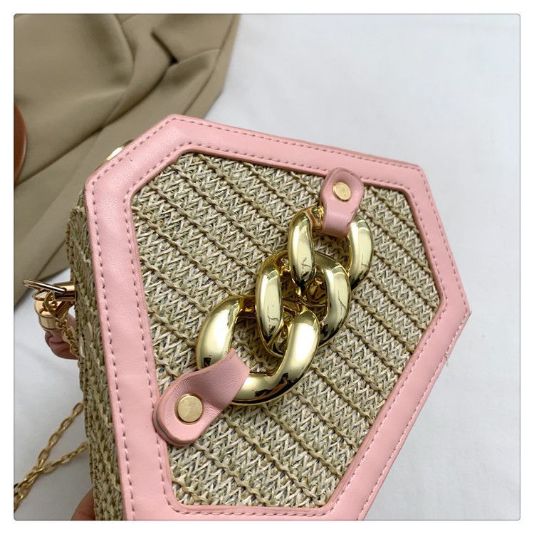 New niche design handbag straw woven personalized crossbody chain high aesthetic value diagonal cross ins style bag_voghion.com