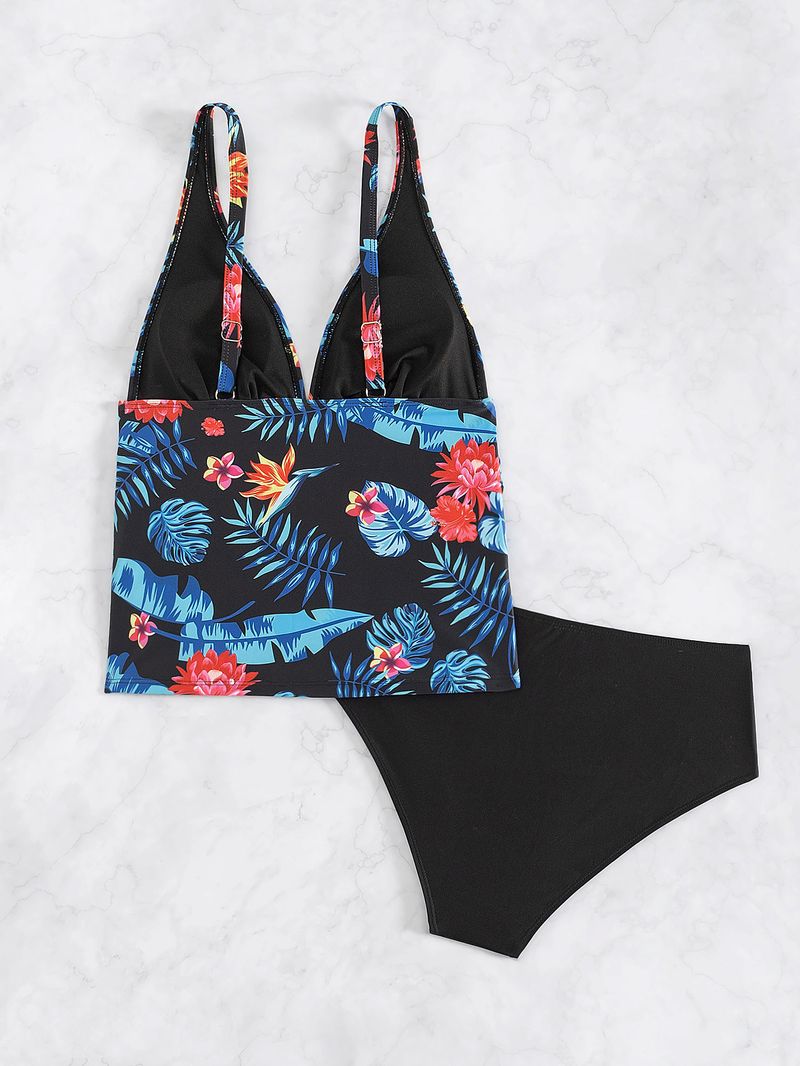 Costume da bagno intero con stampa a V profonda da donna_voghion.com