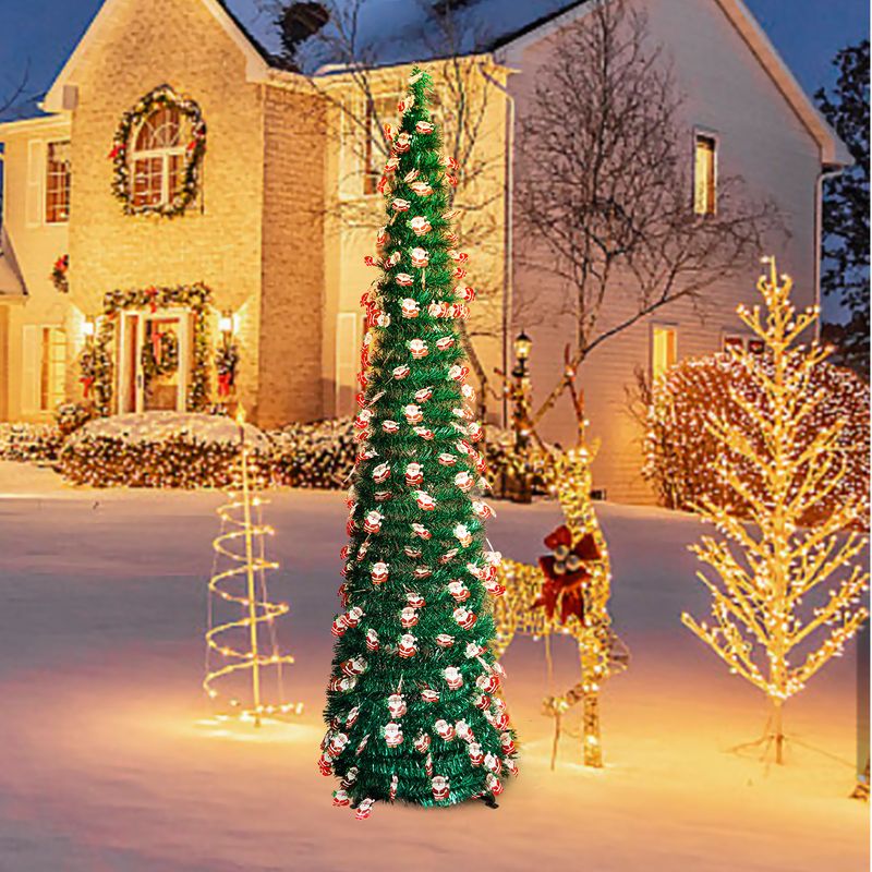 Christmas Tree Retractable Folding Christmas Pagoda Decoration Tree Holiday Home Party Decorations_voghion.com
