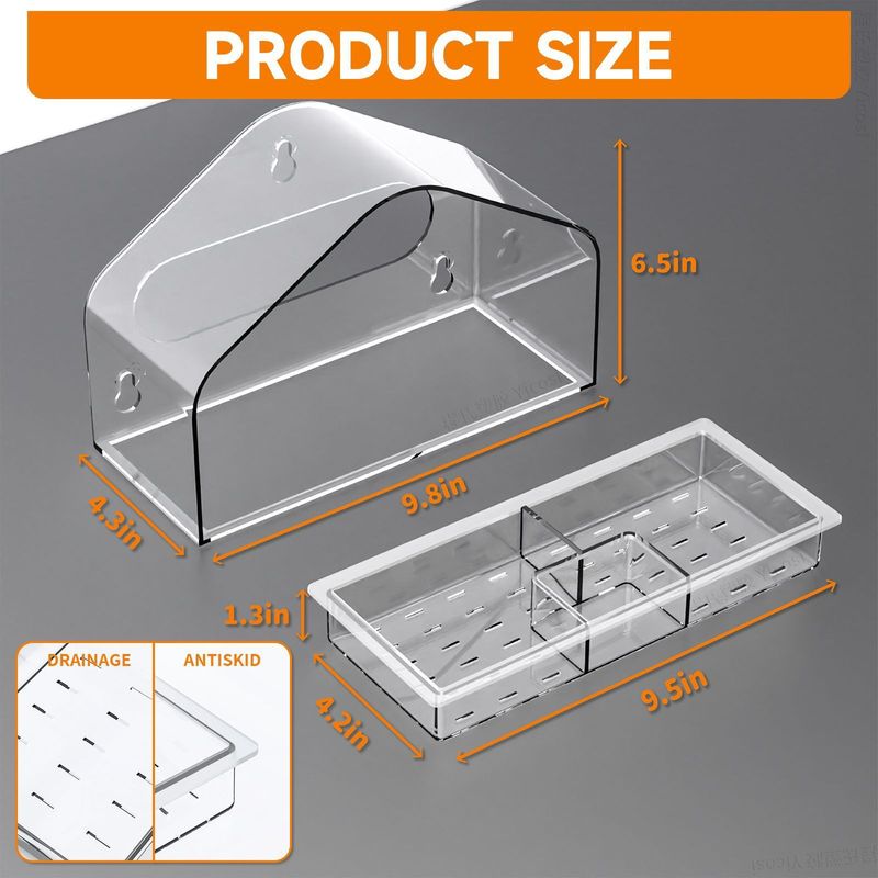 Gaiola de pássaros transparente acrílico ventosa perfurador alimentador de pássaros livre suprimentos para animais de estimação montado na parede papagaio gaiola de pássaros_voghion.com