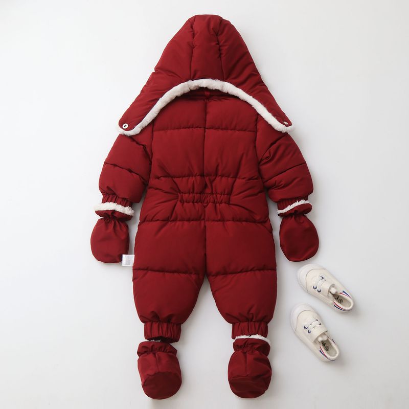 Pelele de invierno premium con capucha para bebé Mother & Kids: mono grueso acolchado de algodón para bebés y niños pequeños (66-90 cm), unisex, manga larga, con cremallera_voghion.com