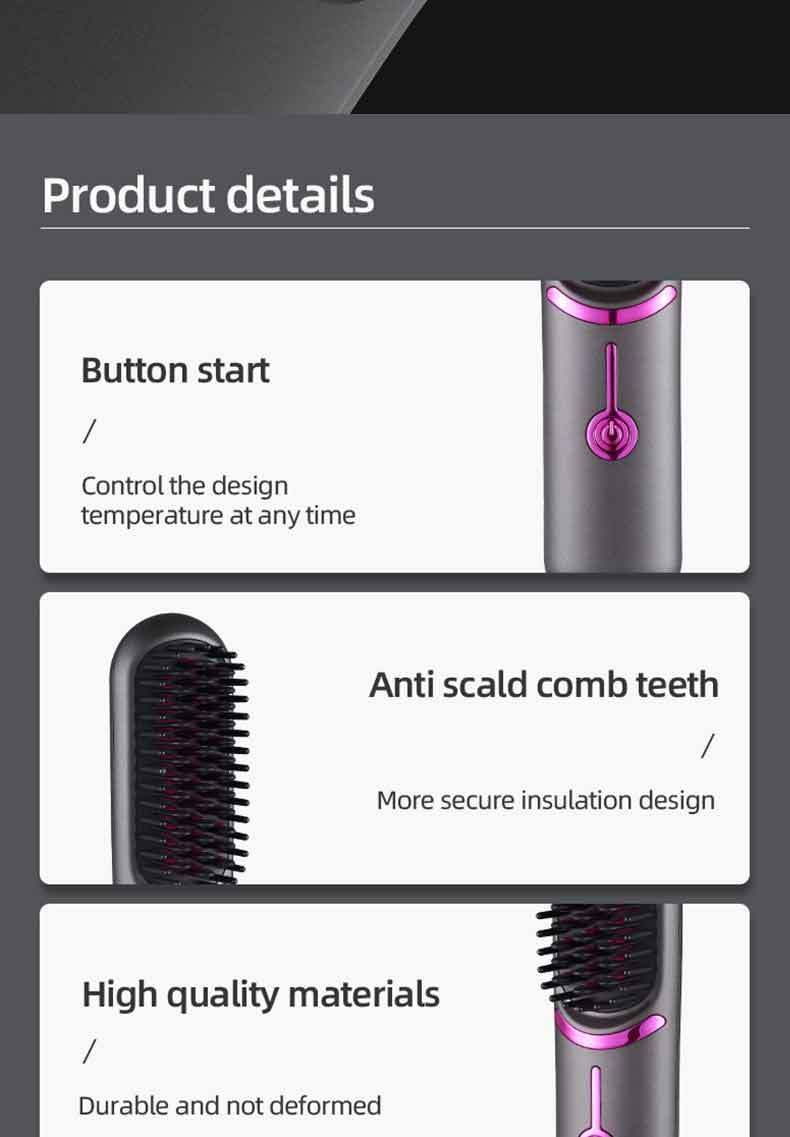 Neuer tragbarer Haarglätter mit USB-Ladefunktion zum Locken und Styling mit doppeltem Verwendungszweck, flauschiger Kamm akzeptiert_voghion.com
