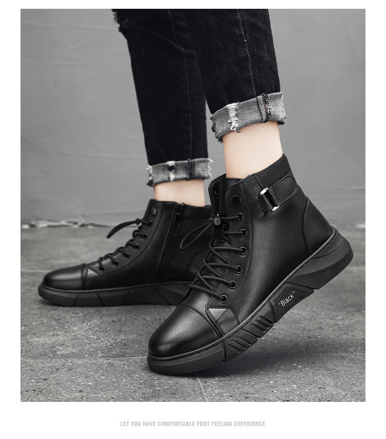 Men's Stylish Leather Shoes Formal Shoes Boots Ankle Boots For Men_voghion.com