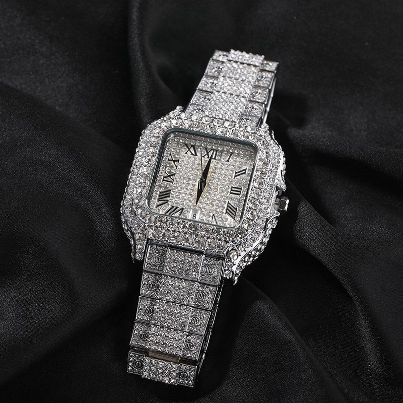 LuxHype Square Diamond Men's Watch - Hip-Hop Roman Numeral Chronograph With Oversized 46mm Case_voghion.com
