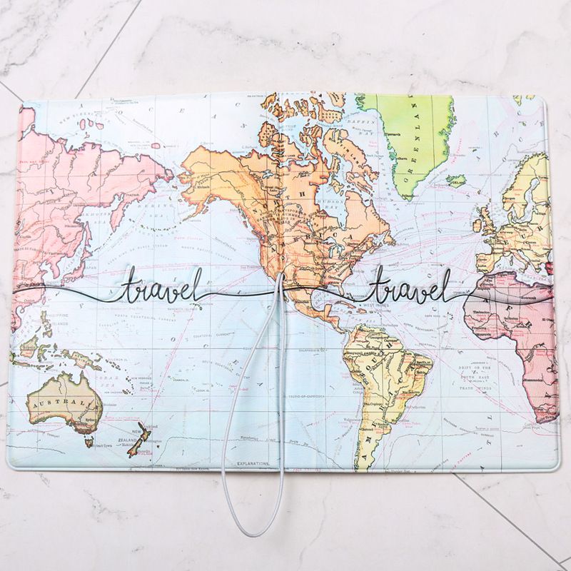 Travel Document Holder With 3D Map Design, Passport Cover, RFID Blocking, Slim Wallet For Tickets & Cards, Light Luxury Gift For Travelers_voghion.com