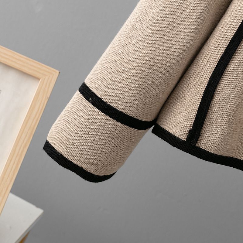 Knitted Autumn Winter Single-Breasted Polo Collar Sweater Casual Sports Wide-Leg Pants Two-Piece Set_voghion.com