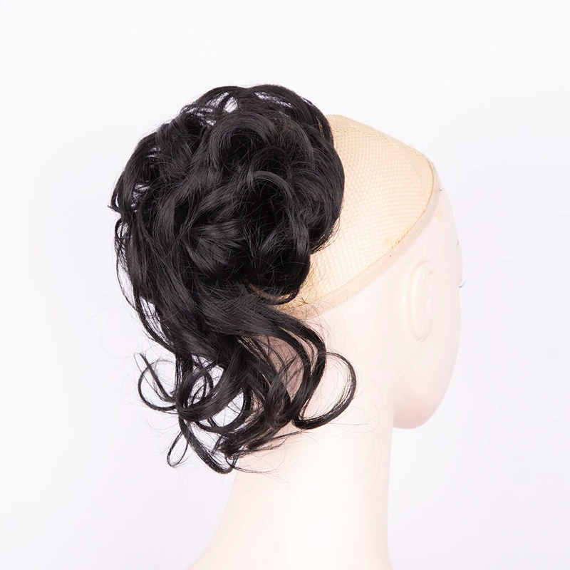 Sintético bagunçado bun pedaço scrunchie despenteado updo extensões de cabelo encaracolado ondulado rabo de cavalo chignon com elástico para mulher_voghion.com