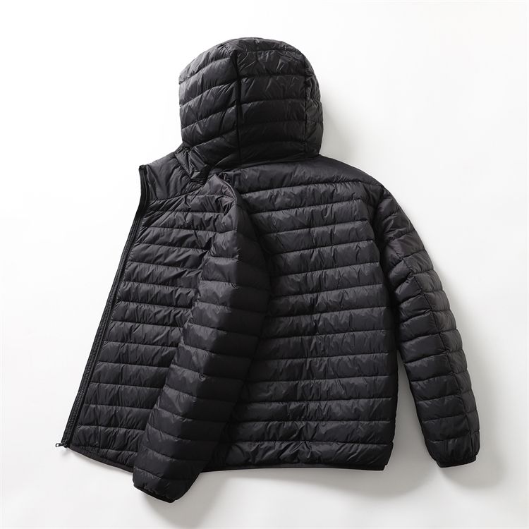 Men's Lightweight Down Jacket With Hood, Short Puffer Coat For Winter, 90% White Duck Down, Slim Fit, Windproof, Warm, Casual Outerwear (M-3XL)_voghion.com
