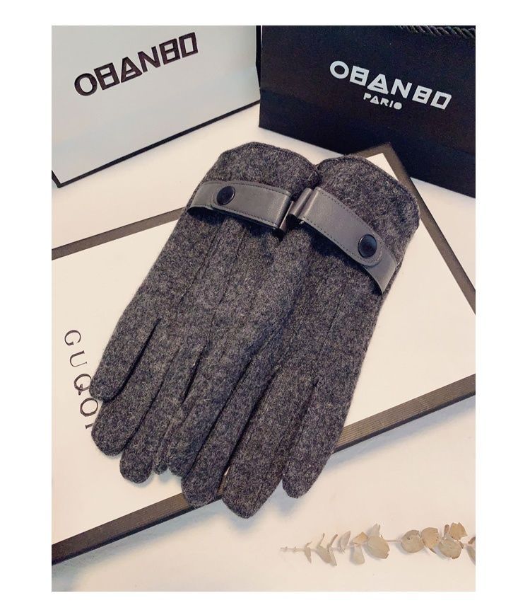 Uld handsker til mænd med touchscreen, vintermodel med fortykket fleece for varme, modstandsdygtighed over for kold vind, cool og afslappet kørsel_voghion.com