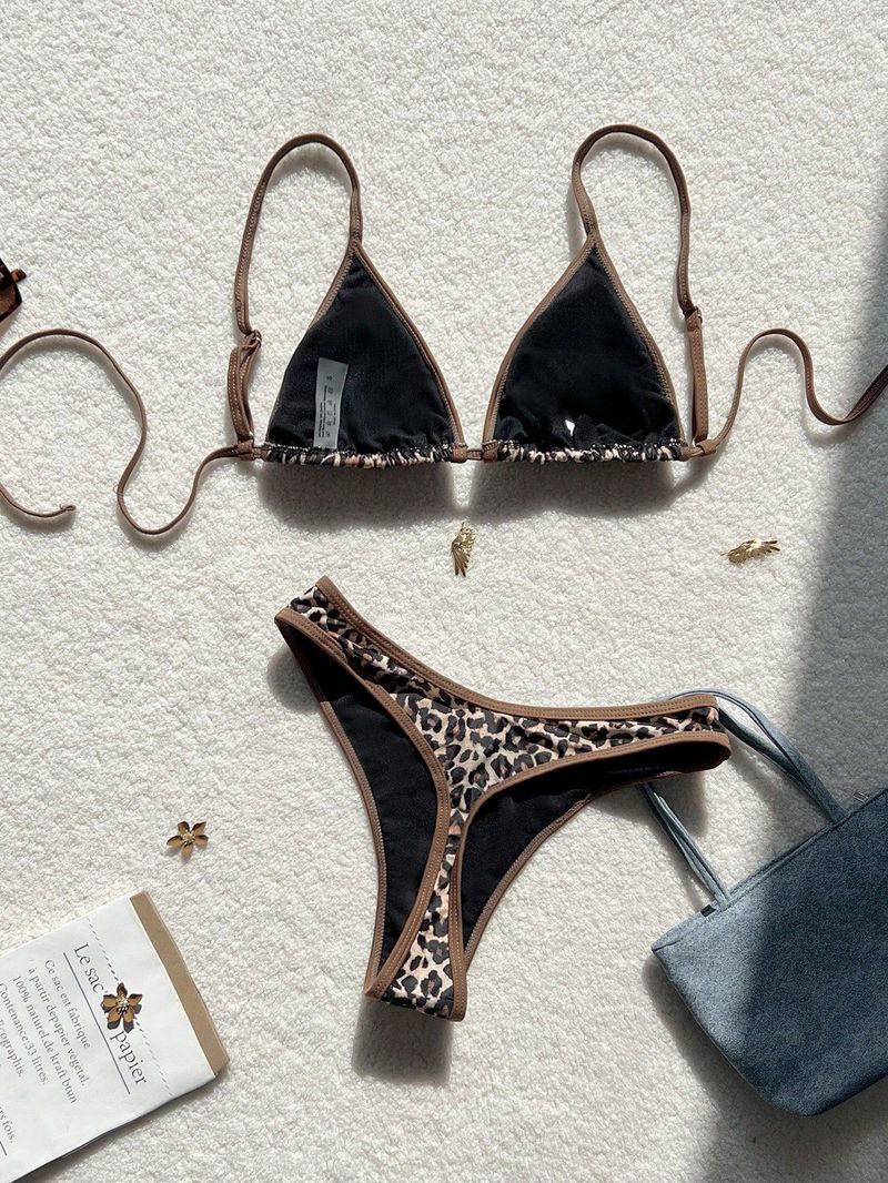 Costume de baie pentru femei, model nou, albastru și alb, cu imprimeu de porțelan, șireturi, bikini sexy, divizat_voghion.com
