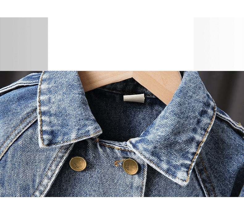 Giacca di jeans da ragazza Top in pizzo ricamato primaverile e autunnale per neonate_voghion.com