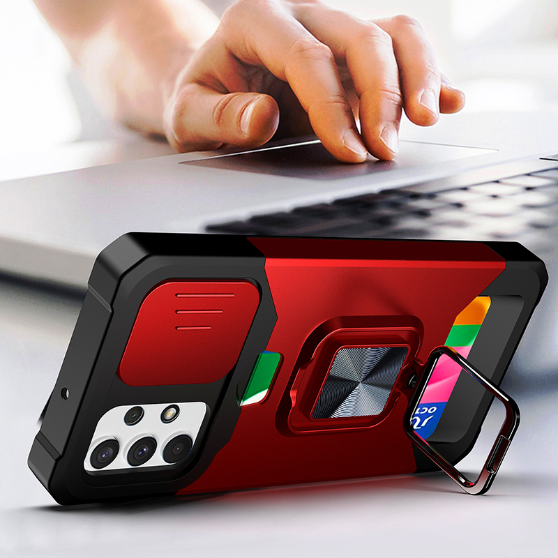Slide Camera Lens Protector Armor Case For Samsung Galaxy A03S A12 A13 A14 A22 A23 A32 A33 A34 A42 A52 A53 A54 A72 A82 Card Slot Bumpers Ring Cover_voghion.com