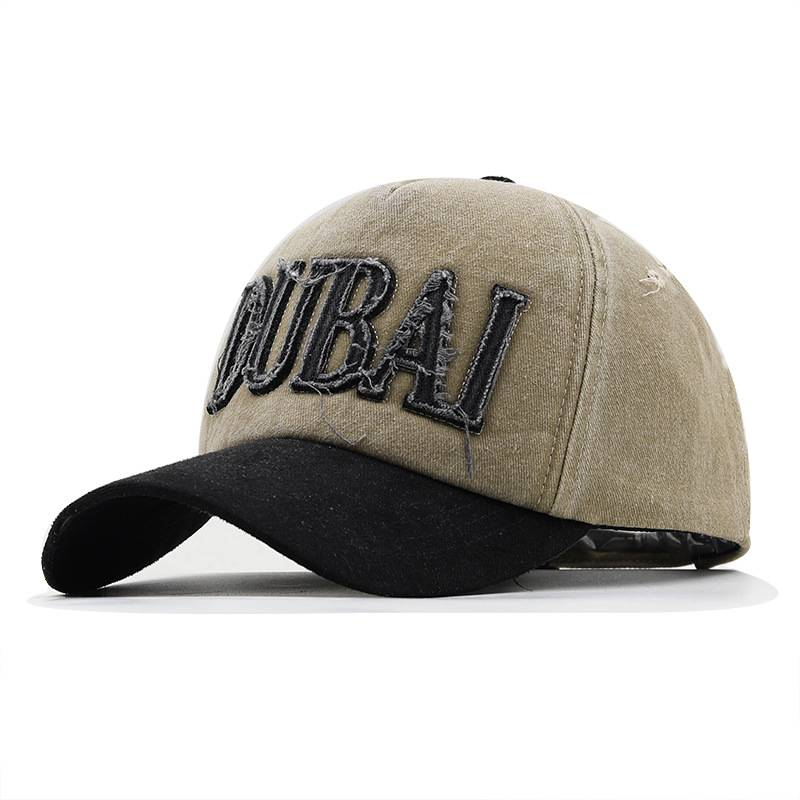 Cappellino da baseball ricamato in cotone per bucato, lavato e usato, berretto a becco d'anatra DUBAI all'ingrosso_voghion.com