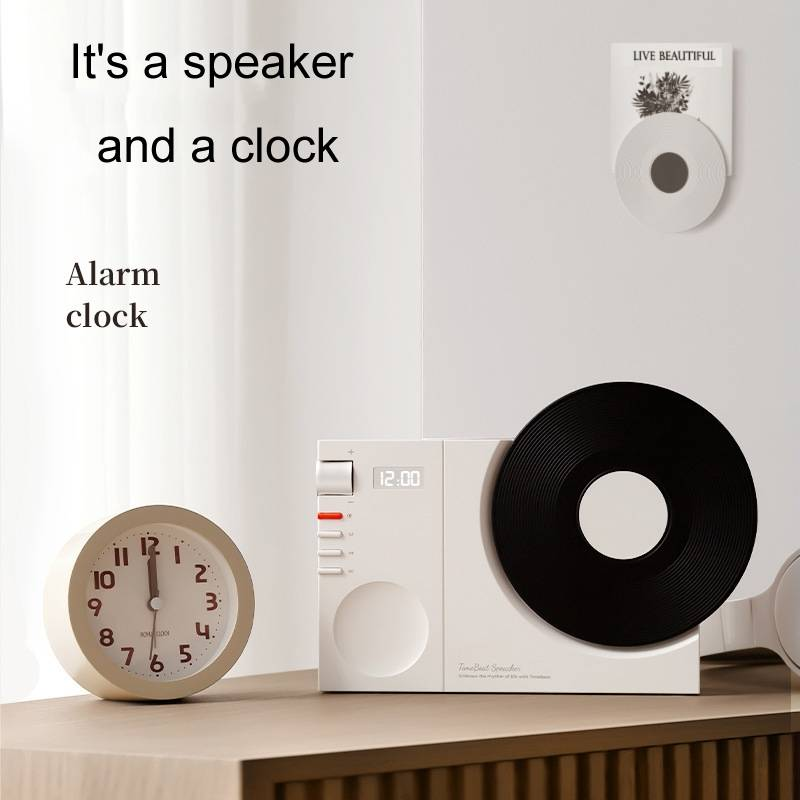 Retro Clock Bluetooth Speaker Rotating Film Wireless Subwoofer Hifi Sound Audio(Black)_voghion.com