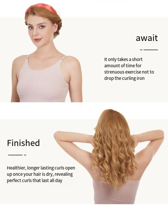 Fer à friser sans chaleur de style sportif, soin des cheveux, n'abîme pas les cheveux, grande vague paresseuse, sommeil, fer à friser lavable en soie et coton_voghion.com