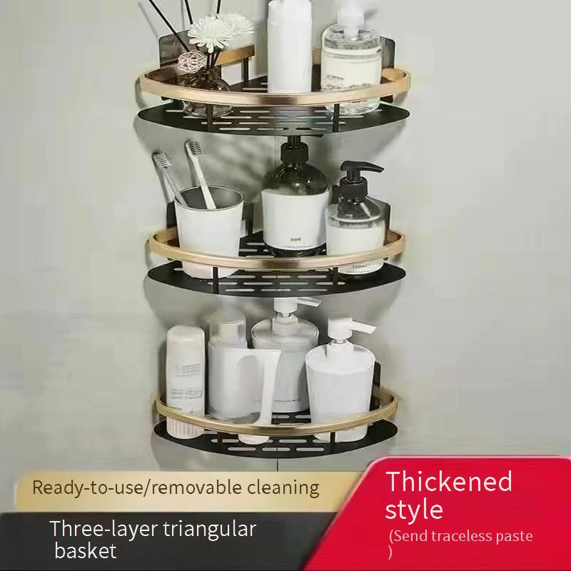 No-Drill Wall Mounted Bathroom Organizer Waterproof Shelf For Shower Toilet Vanity Adhesive Storage Rack For Towels Cosmetics Toiletries_voghion.com