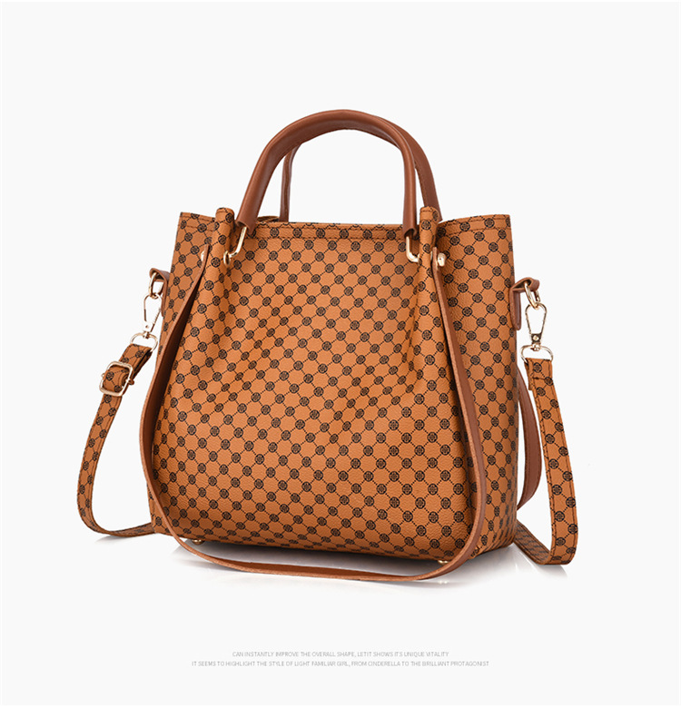 Damentaschen Retro One-Shoulder-Handtasche Vierteiliges Set Mutter-Kind-Tasche Bedruckte Umhängetasche für Damen_voghion.com