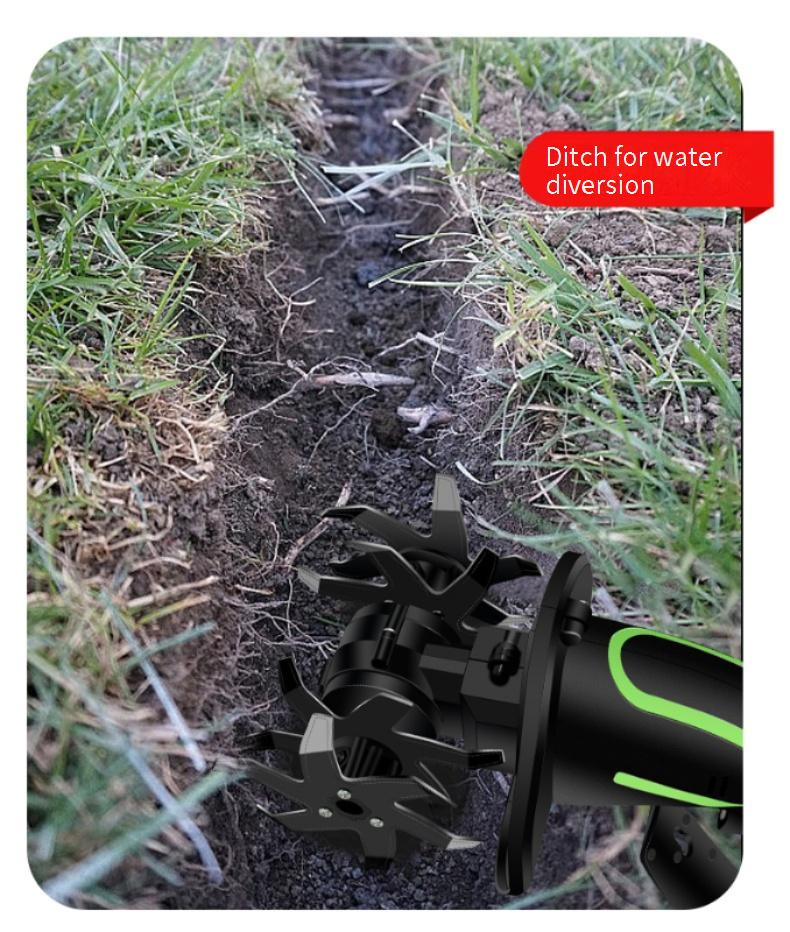 Cordless Electric Cultivator - Lightweight 0.6kg Handheld Tiller For Gardening, Weeding & Soil Loosening With 550W Motor & Detachable Tines_voghion.com