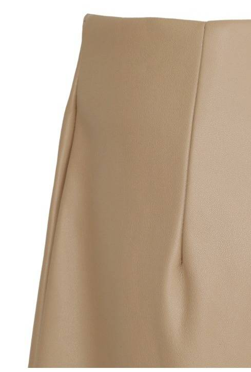 "Minigonna da donna in PU a vita alta – vestibilità a trapezio in pelle elasticizzata (S-XL, nero/cammello)"_voghion.com