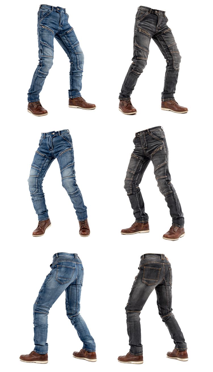 Motorcycle Kevlar Riding Pants With Dual Zippers, Stretch Denim Jeans For Men & Women, Slim Fit, All-Season Protection For Bike & Racing_voghion.com