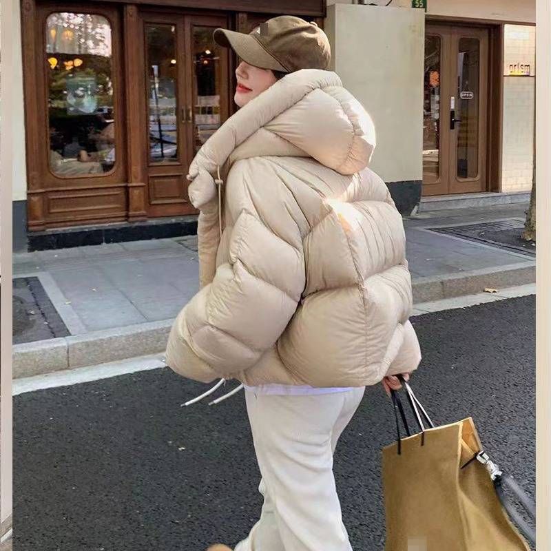 Dames korte gewatteerde jas met capuchon - Winter warme gewatteerde jas, lichtgewicht slim fit, modieuze cropped bovenkleding voor kleine vrouwen_voghion.com